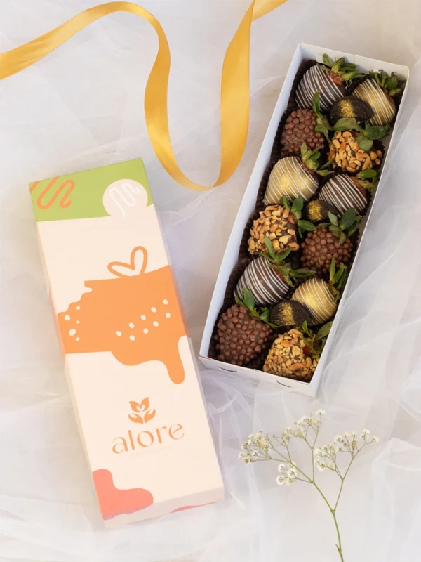 caja_de_fresas_con_con_chocolate_12_unidades caja larga de 12 fresas con chocolate bitter