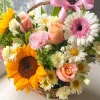 canasta_de_flores_varaidas gerberas con girasoles de vivero en un canasta