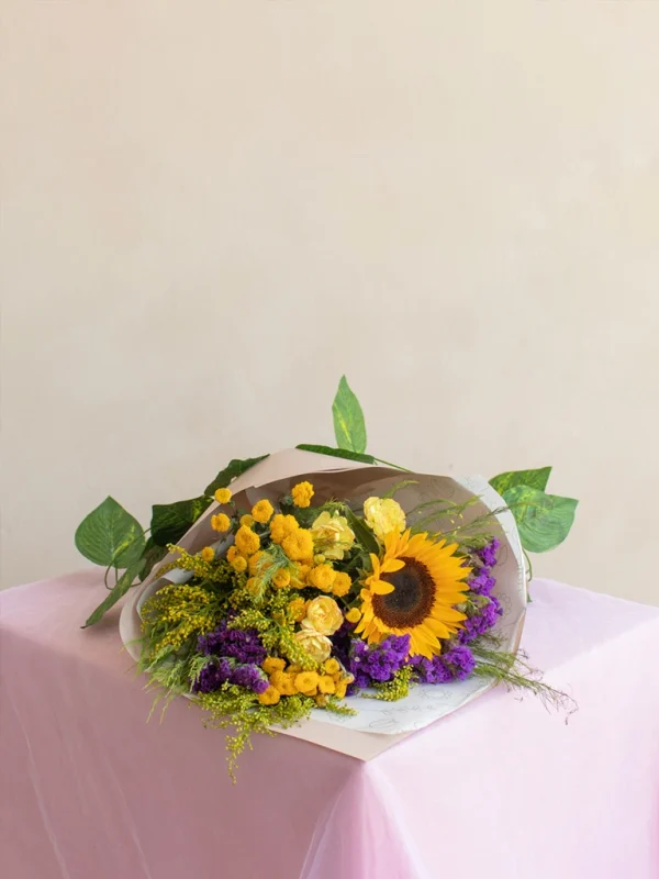 ramo de girasoles y variedades amarillas