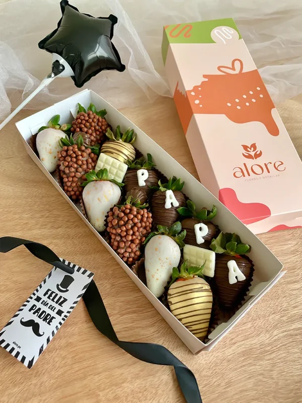 caja larga de fresas para papá