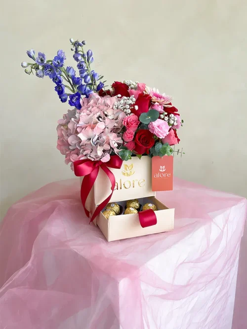 caja de chocolates ferrero con flores variadas caja de chocolates ferrero con flores variadas