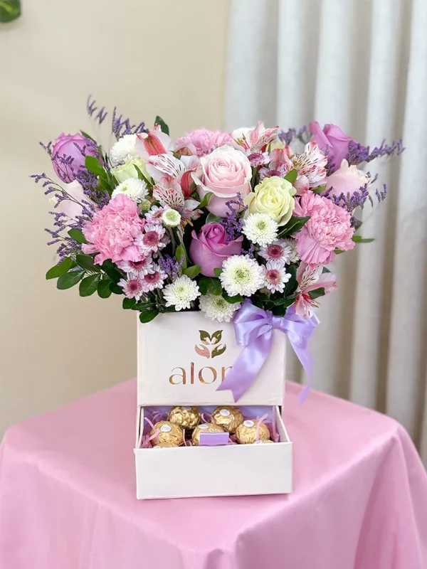Caja de flores premium para mamá