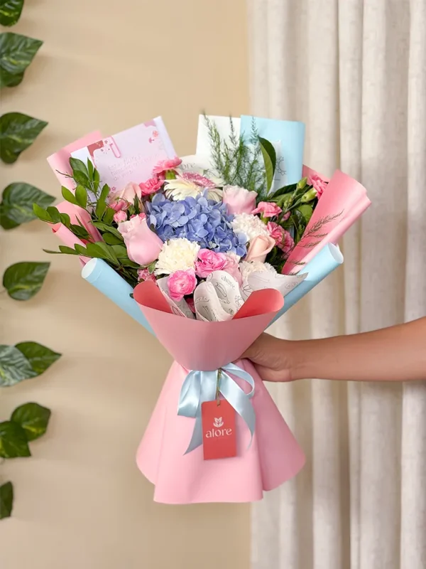 Mini ramo de flores en color pastel