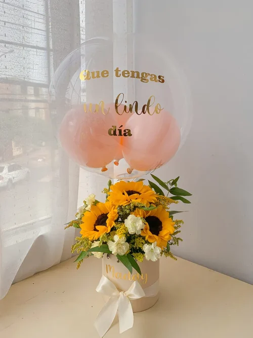 box de girasoles y globo burbuja box de girasoles y globo burbuja