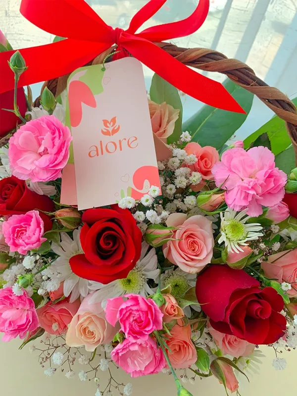 canasta de flores rojas canasta de flores rojas