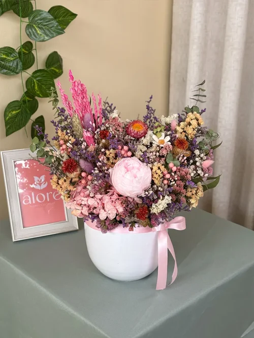 flores eternas con peonia rosada flores eternas con peonia rosada