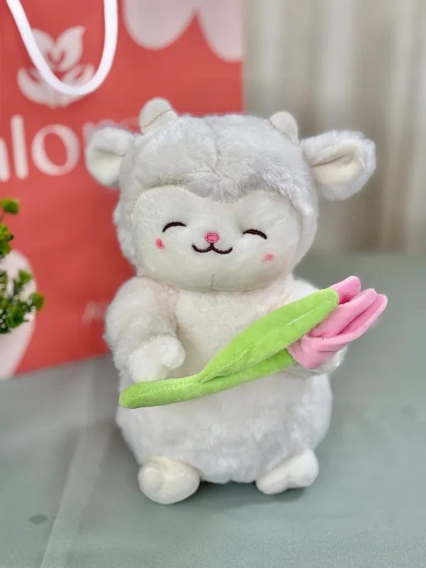peluche de cordero con tulipan