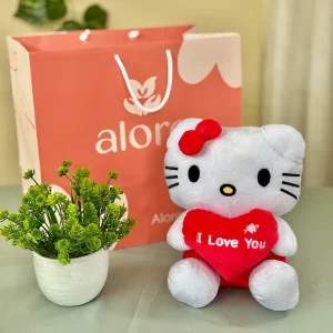 Peluche Hello Kitty con corazón rojo "I Love You"