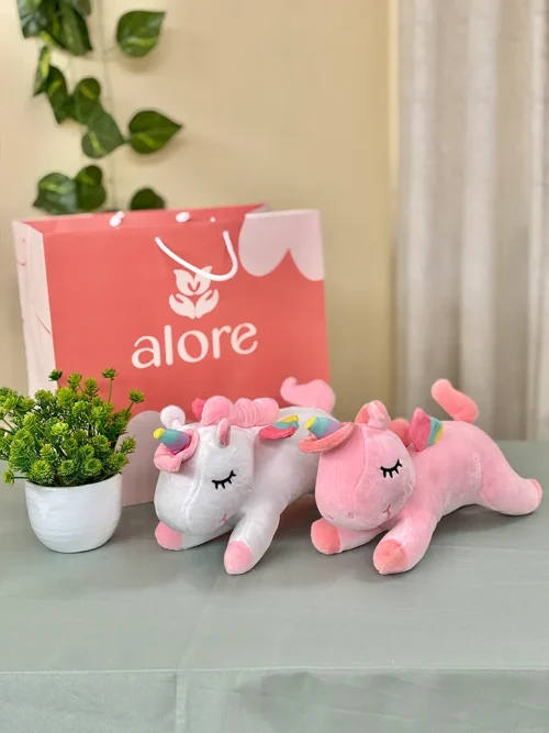 peluche unicornio rosa y blanco peluche unicornio rosa y blanco