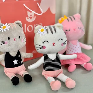 Gatitas de peluche con tutú en colores gris y rosado