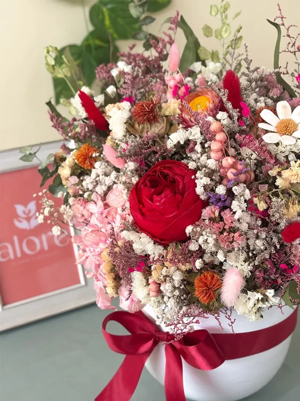 peonia rojas preservada y flores secas peonia rojas preservada y flores secas