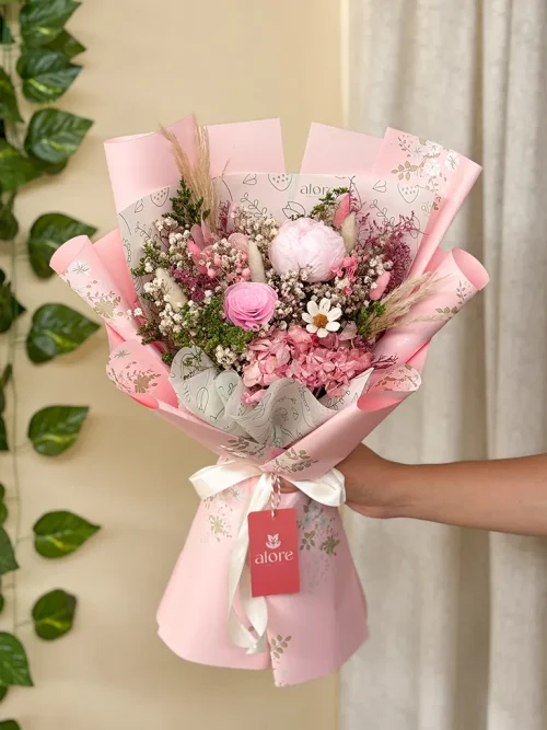 ramo con 1 peonia preservada