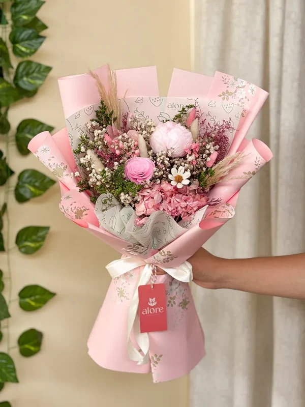 ramo con 1 peonia preservada