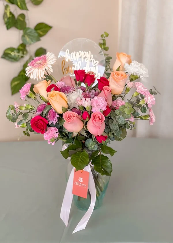 florero con flores varias y topper florero con flores varias y topper