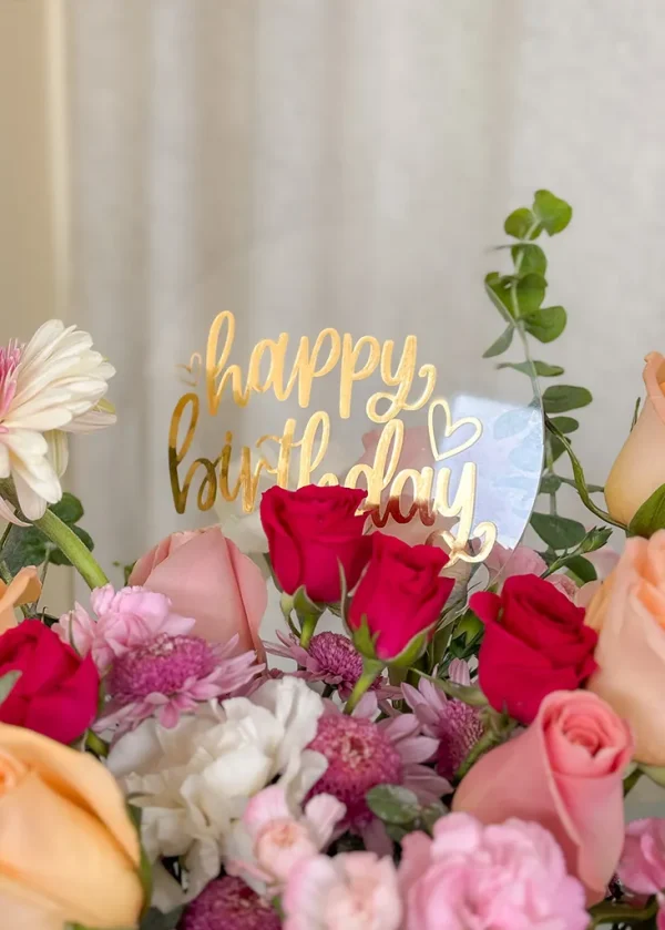 letrero happy birthday en flores letrero happy birthday en flores