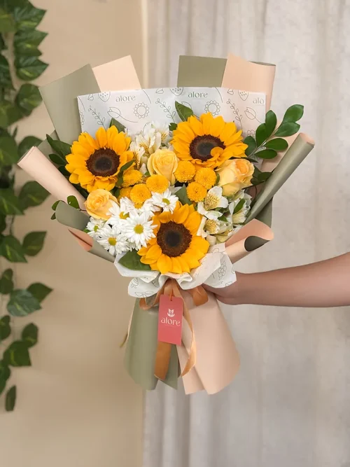 ramo con girasoles y flores amarillas ramo con girasoles y flores amarillas