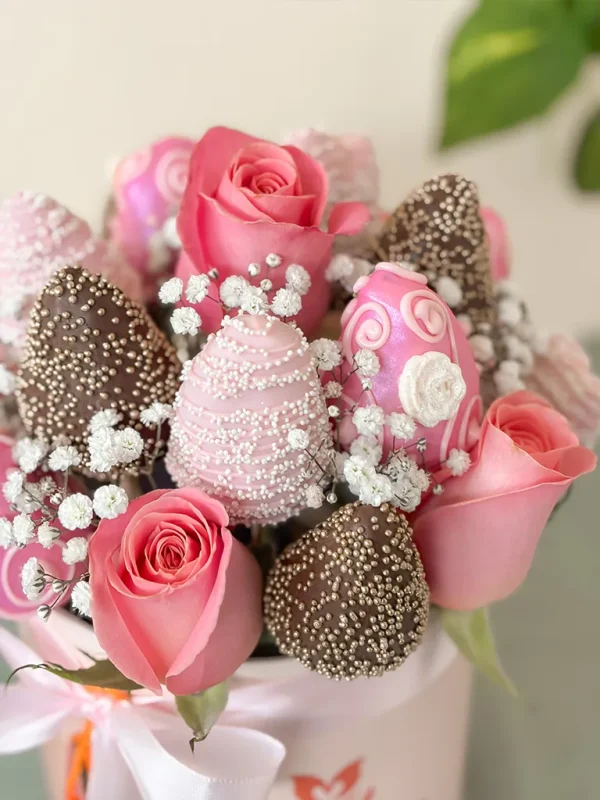 fresas con chocolate rosado