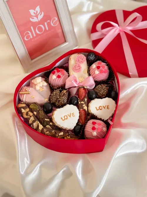 caja corazon con chocolateria