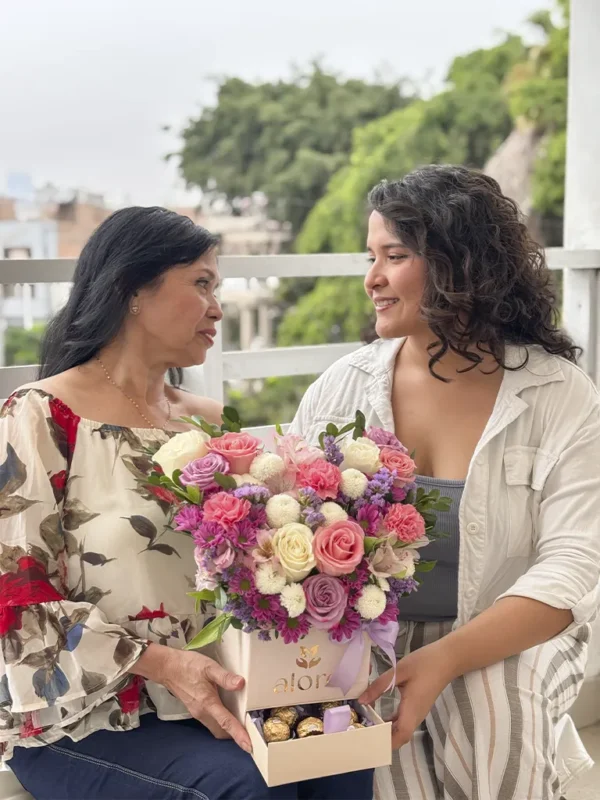 caja cofre con flores por el dia de la madre