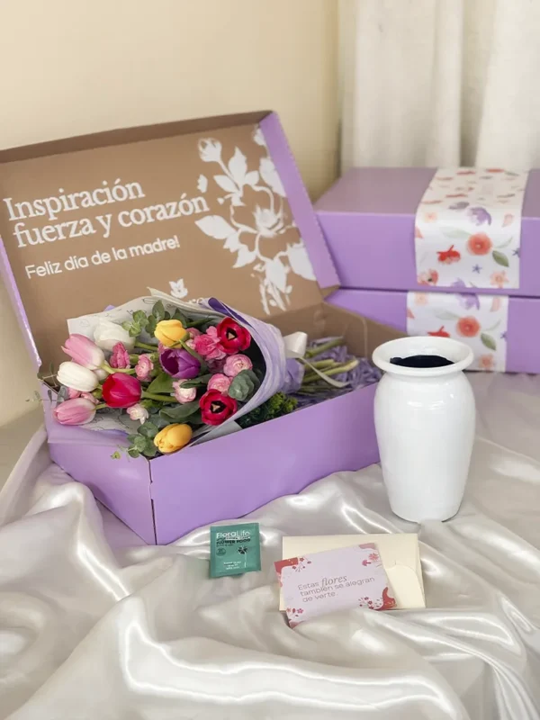 caja de tulipanes por el dia de la madre